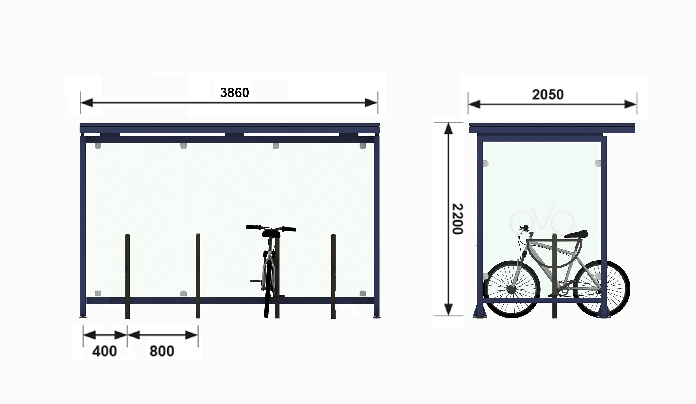 Dimensions Abri Velo Monaco-AC0121MO-XX
