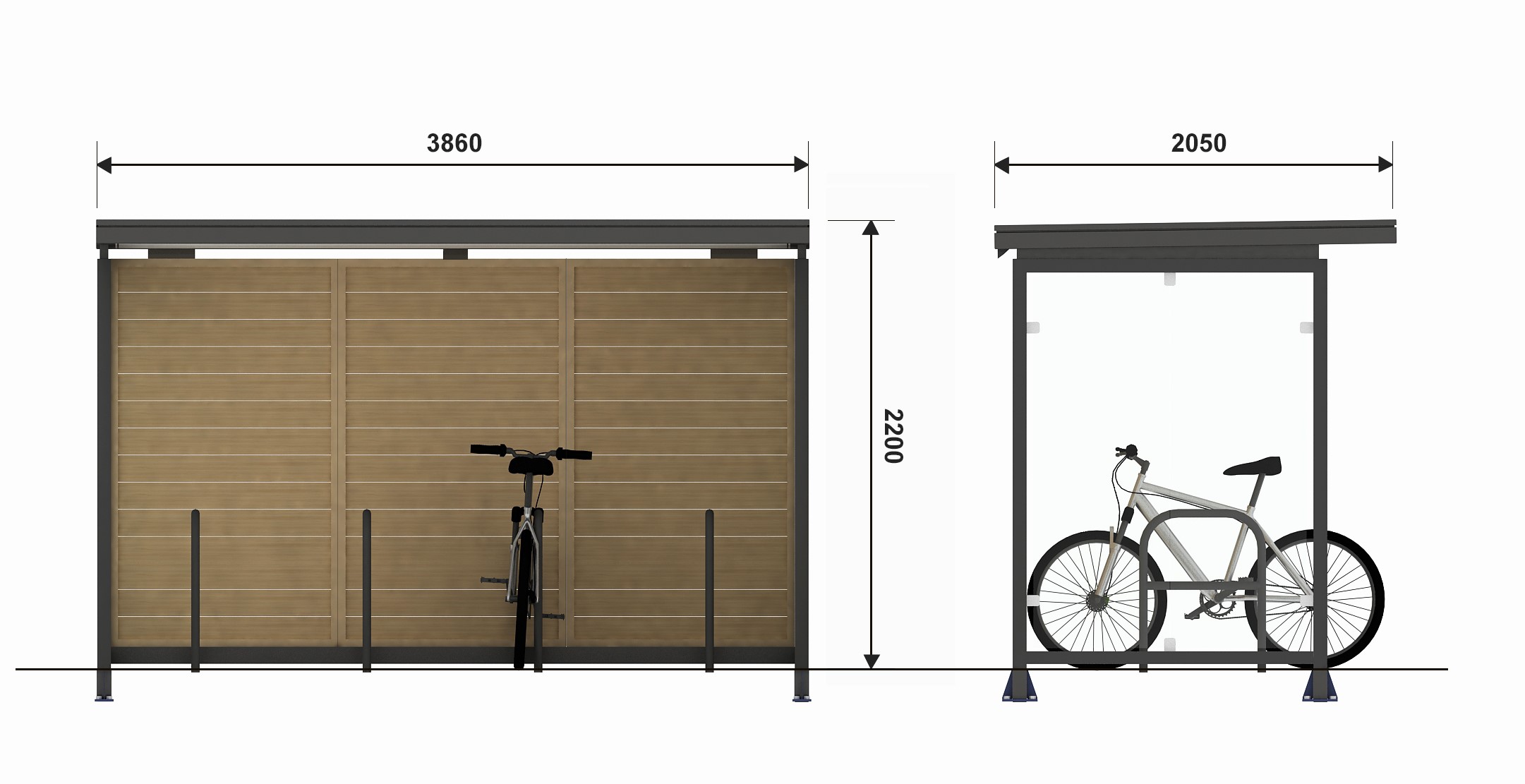 Dimensions Abri vélo Monaco Bois AC121MB-XX